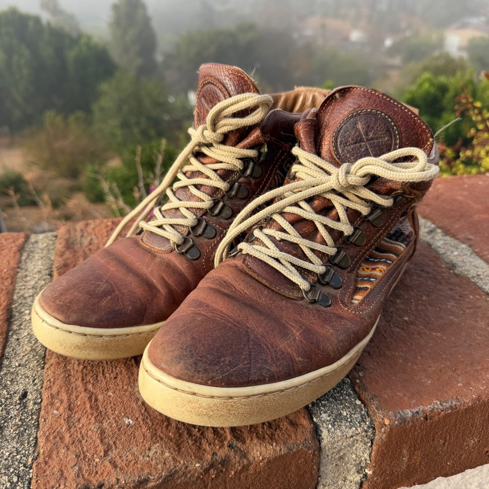 Inkkas Camping Boot Leather Textile Brown W7 M9 EUR 40 Gorpcore Boho Artisan